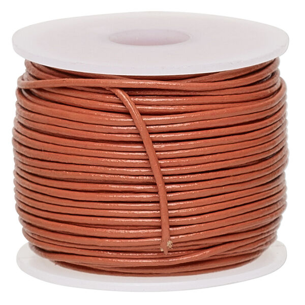Cord, leather (dyed), marigold, 0.5-0.8mm round. Sold per 25-yard spool. image number 0