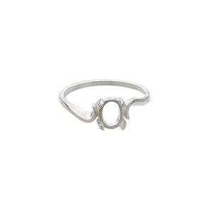 Ring, Sure-Set™, sterling silver, swirl band with 7x5mm 4-prong oval setting, size 6. Sold individually.