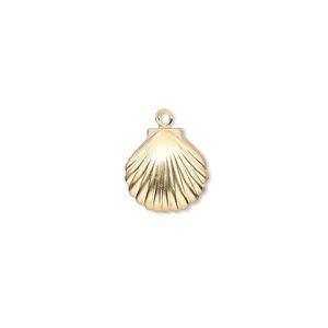 Charm 1pkg2, 14Kt gold-filled, 11x10mm clam shell.
