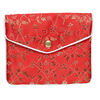 Pouch 1pkg3 silver-finished steel and rayon, multicolored, 4.75x4-inch floral brocade. image number 3