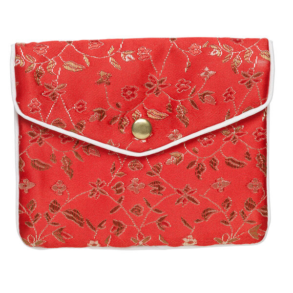 Pouch 1pkg3 silver-finished steel and rayon, multicolored, 4.75x4-inch floral brocade. image number 3