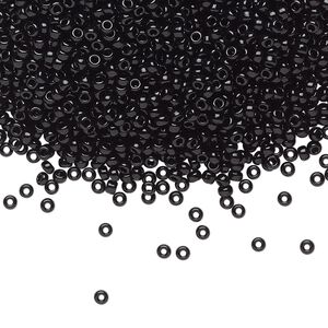 Seed bead, Miyuki, glass, pkg/250g, #11 rocaille, opaque black, (RR-401).
