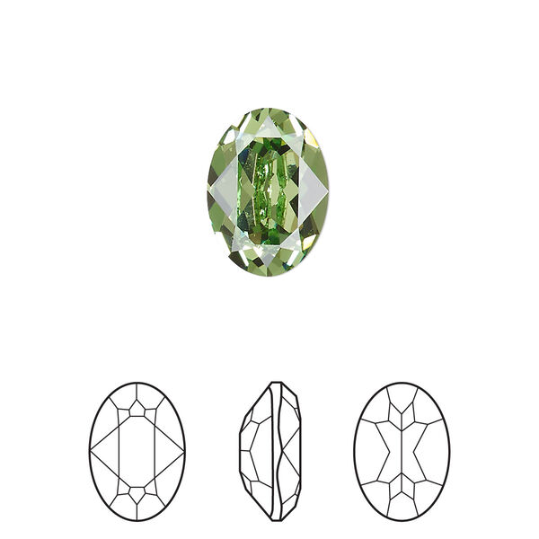 Fancy stone 1pk peridot foil back, Crystal Passions® Regenerated 14x10mm oval 4120 image number 0