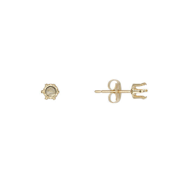 Earstud, Snap-Tite®, 14Kt gold-filled, 4mm 6-prong round setting. Sold per pair. image number 0