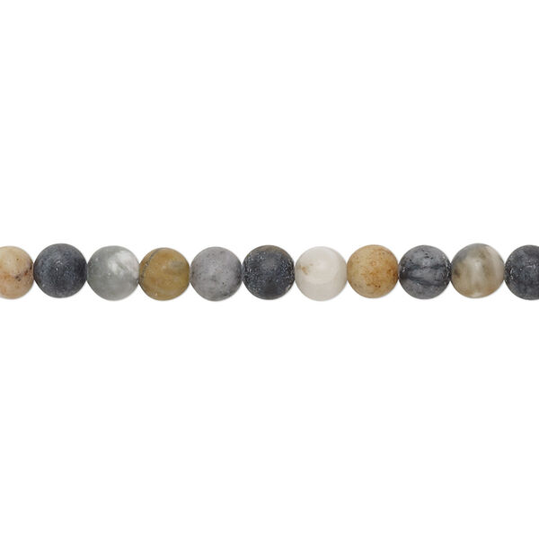 Bead, Picasso "jasper" (onyx marble) (natural), matte, 4mm round, B grade, Mohs hardness 3. Sold per 15-1/2" to 16" strand. image number 0