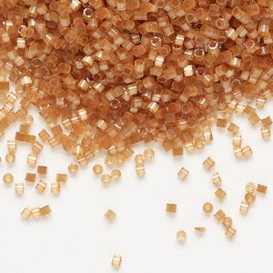Seed bead, Delica®, glass, pkg/50g, #11 round, opaque silk satin inside dyed color topaz (DB-1804).