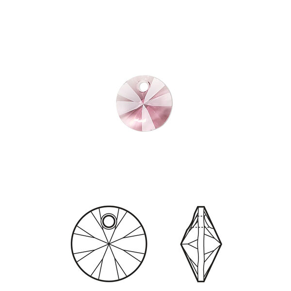 Drop 12pk rose, Crystal Passions® 8mm pendant mini disk 6428 image number 0