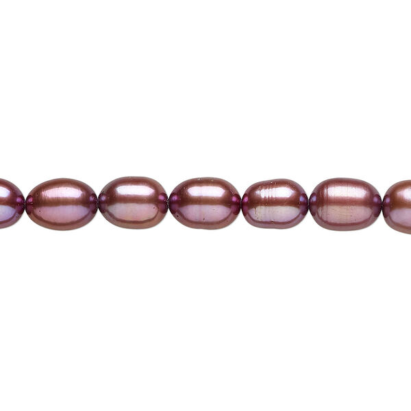 Pearl 1pkg1 cultured freshwater, 5-6mm rice C grade, 15 inch dyed dark cerise image number 0