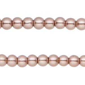 Bead, glass pearl, brown, 5-6mm round. Sold per pkg of (2) 15-inch strands, approximately 140 beads.