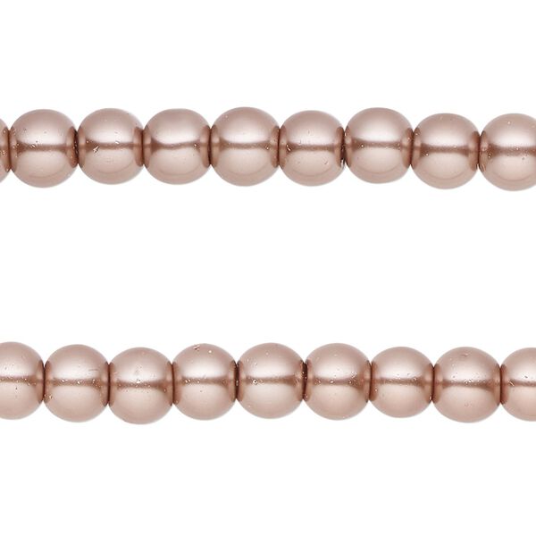 Bead, glass pearl, brown, 5-6mm round. Sold per pkg of (2) 15-inch strands, approximately 140 beads. image number 0