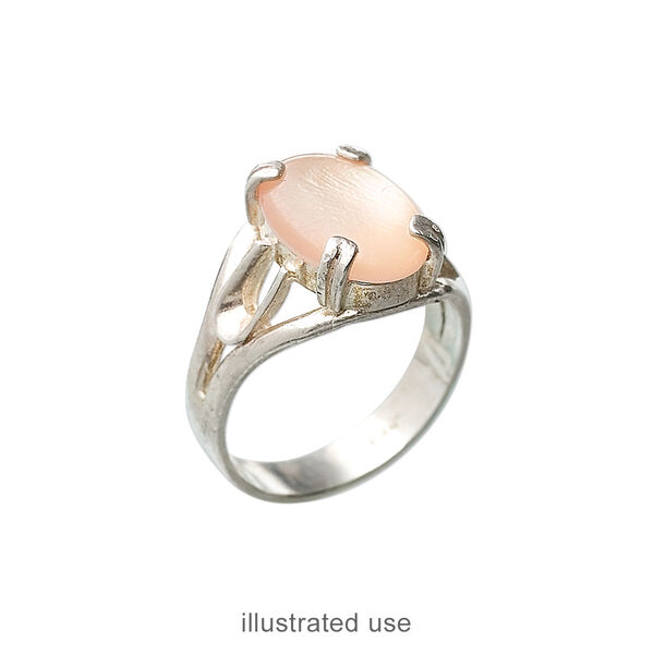 Ring, sterling silver, 14x10mm 4-prong oval setting, size 7. Sold individually. image number 1