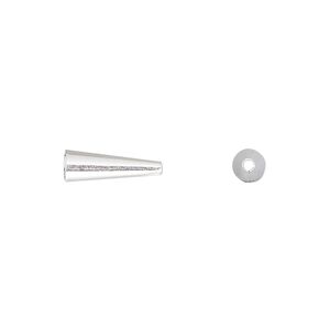 Cone, sterling silver, 12.5x4.5mm, 4mm inside diameter. Sold per pkg of 2.
