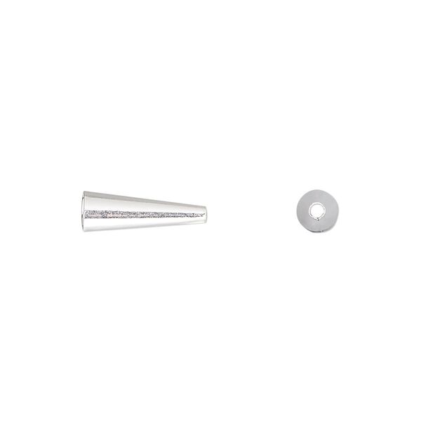Cone, sterling silver, 12.5x4.5mm, 4mm inside diameter. Sold per pkg of 2. image number 0