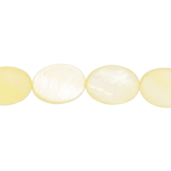 Mother-of-pearl shell 1pkg1, flat oval bead 15 inch canary yellow 14x10mm-14x11mm image number 0