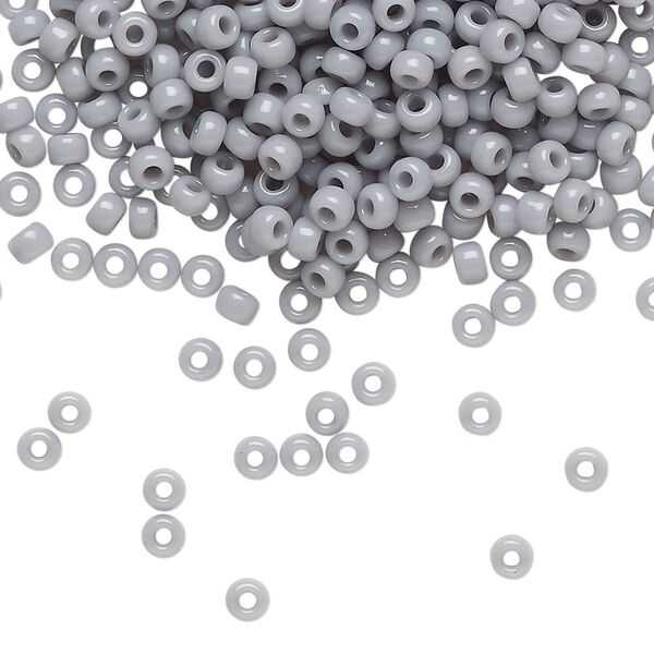 Seed bead, Miyuki, glass, pkg/250g, #8 rocaille, opaque ghost grey, (RR-498). image number 0