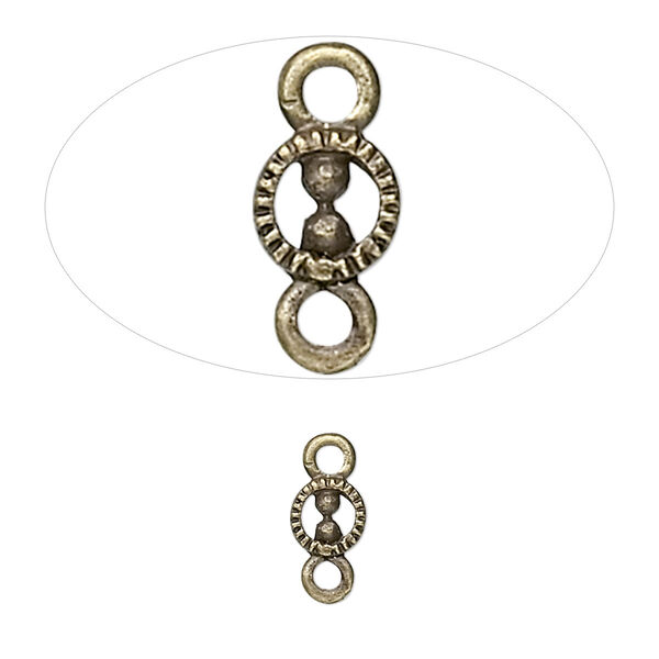 Link, antique brass-plated "pewter" (zinc-based alloy), 5x4mm round. Sold per pkg of 100. image number 0