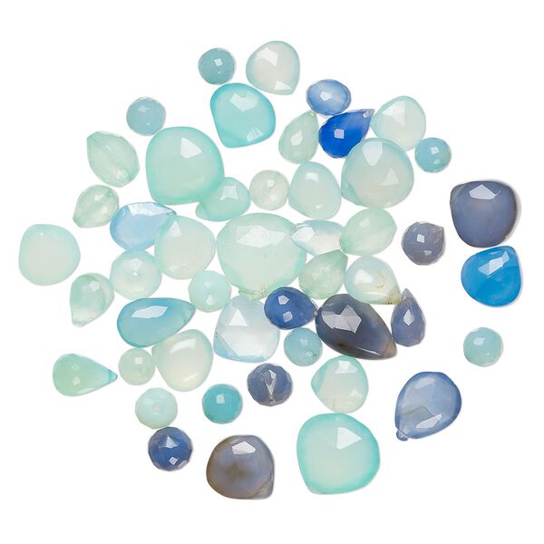 Chalcedony 1pkg1, hand-cut top-drilled faceted teardrop bead 1 oz mix 6x4mm-25x18mm image number 0