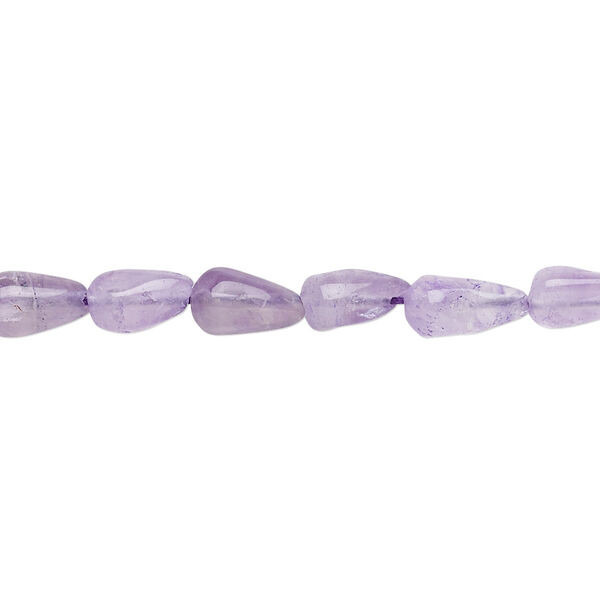 Bead, amethyst (dyed), light to medium, 8x4mm-12x6mm hand-cut teardrop, C grade, Mohs hardness 7. Sold per 14-inch strand. image number 0