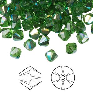 Bead 144pk fern green AB, Crystal Passions® 6mm bicone 5328