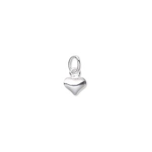 Charm, sterling silver-filled, 6x5mm puffed heart with closed jump ring. Sold per pkg of 2.