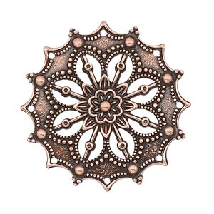 Focal, antique copper-plated brass, 34mm filigree flower. Sold per pkg of 10.