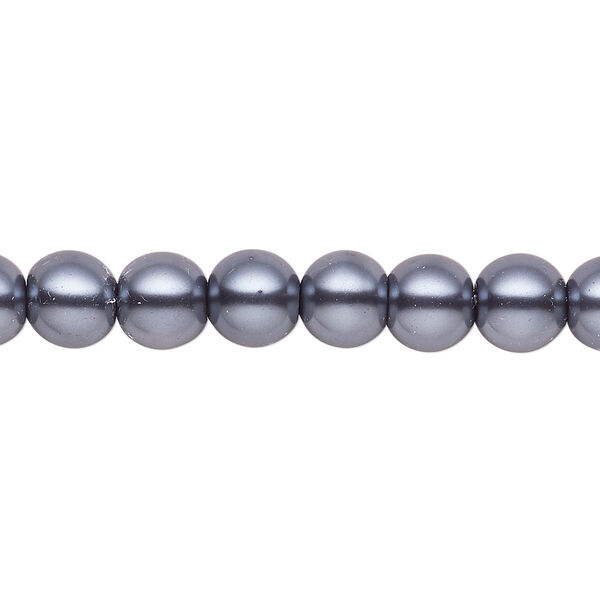 Bead, crystal pearl, gunmetal, 7-8mm round. Sold per pkg of (2) 15-1/2" to 16" strands, approximately 100 beads. image number 0