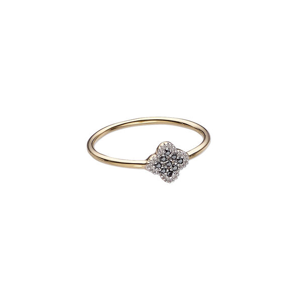 Ring, gold-finished sterling silver and cubic zirconia, clear and black, 8mm wide, size 10. Sold individually. image number 0