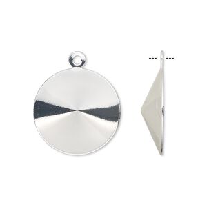 Drop, Almost Instant Jewelry®, silver-finished brass, 19mm round with 18mm rivoli setting. Sold per pkg of 10.