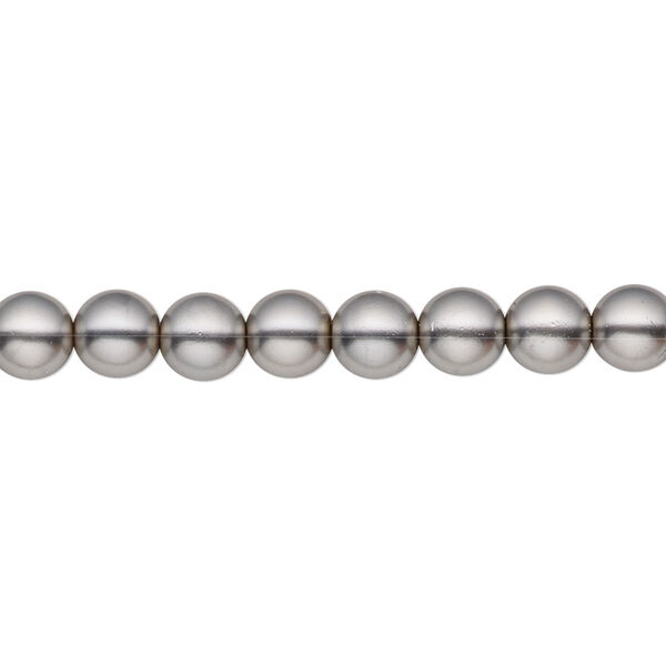 Bead, Czech pearl-coated glass druk, opaque grey, 6mm round. Sold per 15-1/2" to 16" strand. image number 0