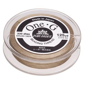 Thread, One-G™, nylon, pkg/125 yards, sand ash, size 0.