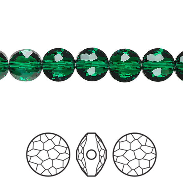 Bead 4pk majestic green, Crystal Passions® 8mm puffed round 5034 image number 0