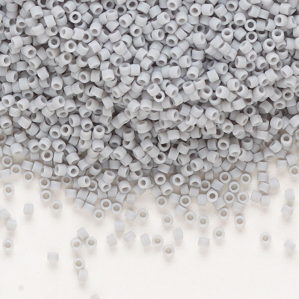Seed bead, Delica®, glass, pkg/7.5g, #11 round, opaque matte grey (DB-1589). image number 0