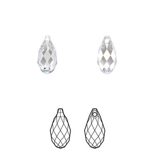 Briolette 2pk crystal blue shade, Crystal Passions® 11x5.5mm pendant drop 6010