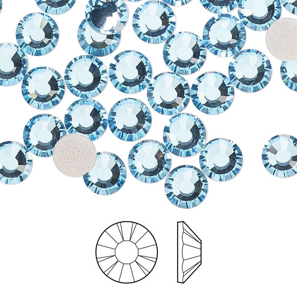 Flat back 24pk aquamarine foil back, Preciosa MAXIMA Czech crystal hotfix rhinestone 6.3-6.5mm chaton rose round SS30 image number 0