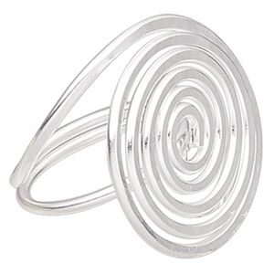 Ring, Hill Tribes, silver-plated brass, 28mm wide with 28mm spiral, size 7-1/2. Sold individually.