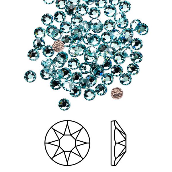 Flat back 144pk light turquoise foil back, Crystal Passions® hotfix rhinestone 3-3.2mm rose round SS12 2078HF image number 0