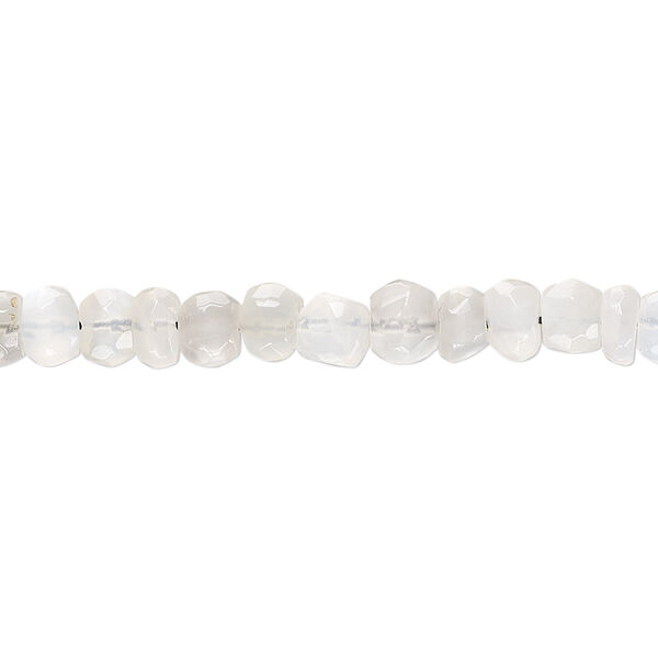 Bead, white moonstone (natural), 4x3mm-6x4mm hand-cut faceted rondelle with 0.4-1.4mm hole, B- grade, Mohs hardness 6 to 6-1/2. Sold per 8-inch strand. image number 0
