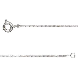 Chain, silver-plated brass, 0.7mm beading, 18 inches with springring clasp. Sold individually.