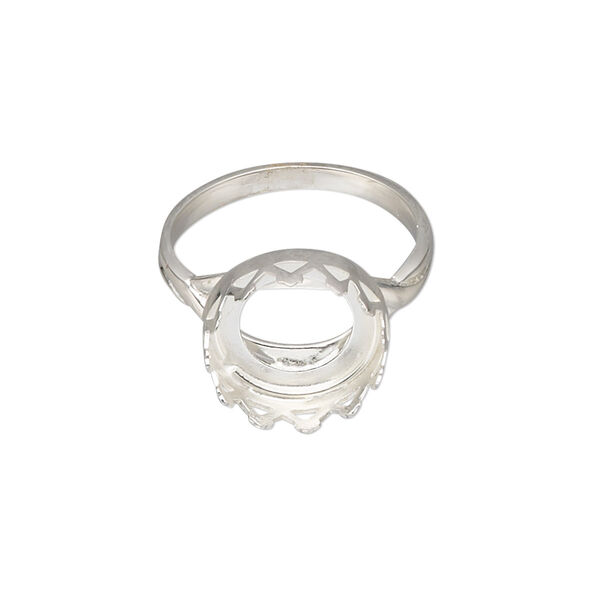 Ring, sterling silver, 13mm wide with 12mm round cabochon bezel setting, size 7. Sold individually. image number 0