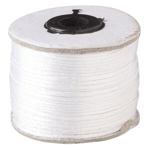 Cord, Satinique™, satin, white, 1mm. Sold per 200-foot spool.