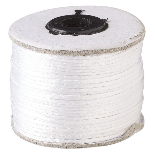 Cord, Satinique™, satin, white, 1mm. Sold per 200-foot spool. image number 0