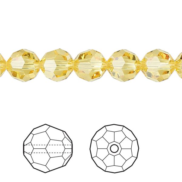 Bead 12pk light topaz, Crystal Passions® 8mm round 5000 image number 0