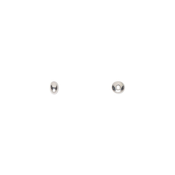 Bead, sterling silver, 3x2mm smooth saucer. Sold per pkg of 50. image number 0