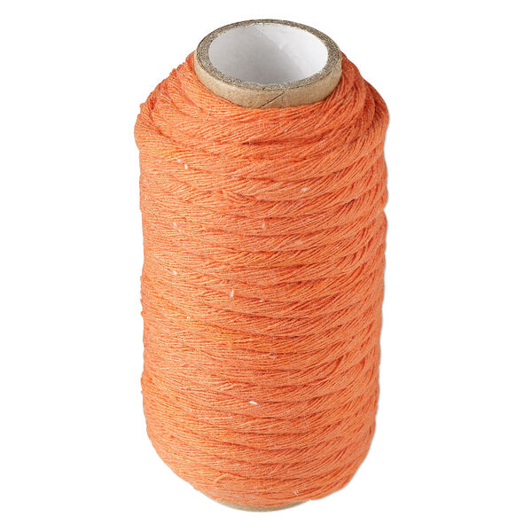 Cord, cotton, orange, 3mm round. Sold per 10-yard spool. image number 0