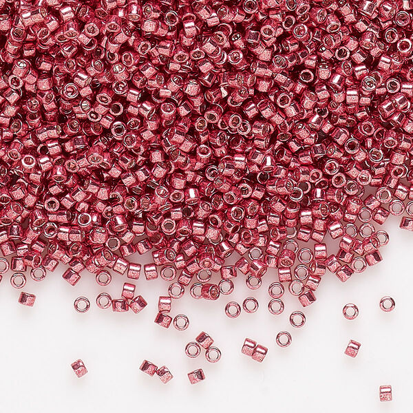 Seed bead, Delica®, glass, pkg/250g, #11 round, opaque galvanized light cranberry (DB-0428). image number 0