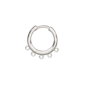 Earring hoop 1pkg2 sterling silver, 16mm hinged / 5 closed loop / round tube, 1 pair