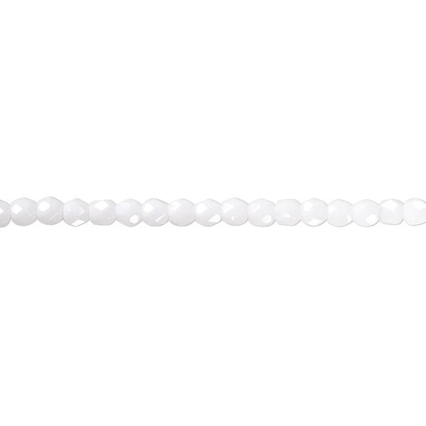 Bead, Czech fire-polished glass, opaque white, 3mm faceted round. Sold per pkg of 1,200 (1 mass). image number 0