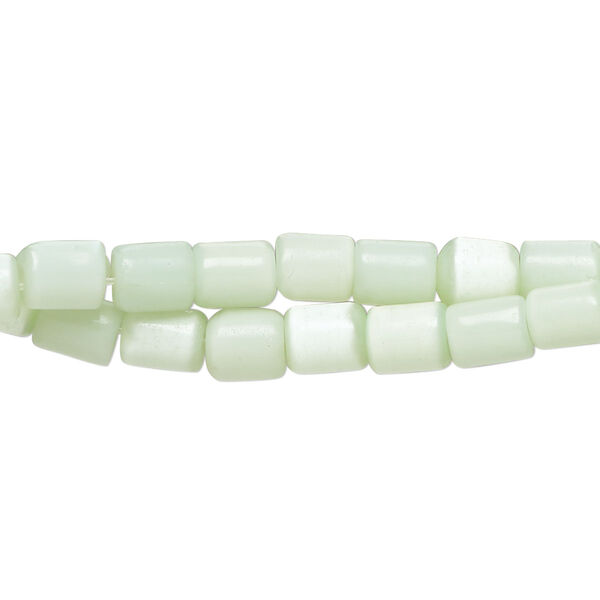 Bead fiber optic 2pk opaque sea green, 6x4mm-6x6mm round tube 14 inch image number 0