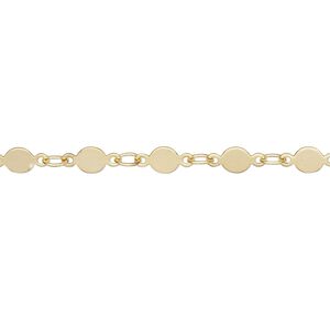 Chain 1pkg1 mirror, 4mm, gold-finished brass 5 foot unfinished