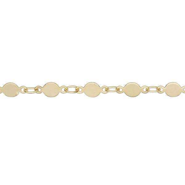 Chain, gold-finished brass, 4mm mirror. Sold per pkg of 5 feet. image number 0